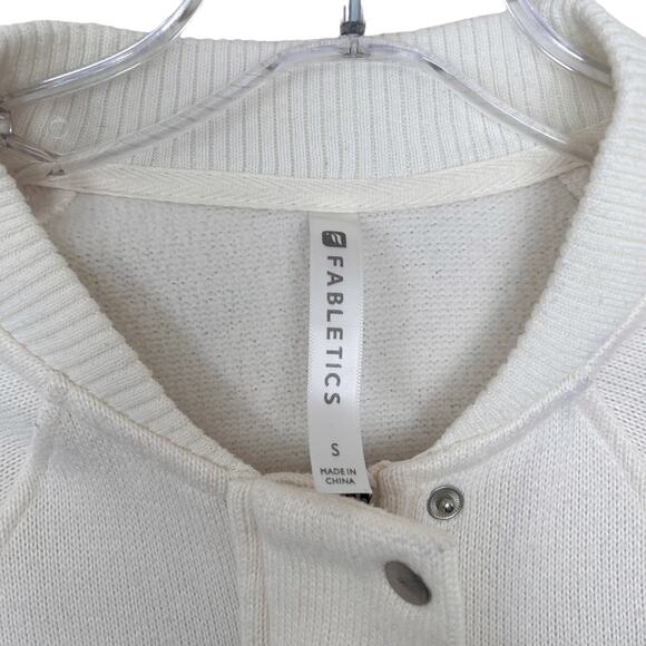 Fabletics White Snap Front Sweater Sz S - Picture 2 of 5